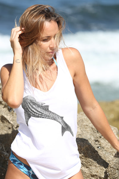 Women's 'Racerback' cut Limited Edition Whale shark print Singlet