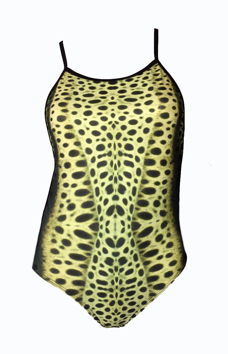 Australian Made - leopard Shark Print - Ladies One piece - 8mm straps - Chlorine Resistant