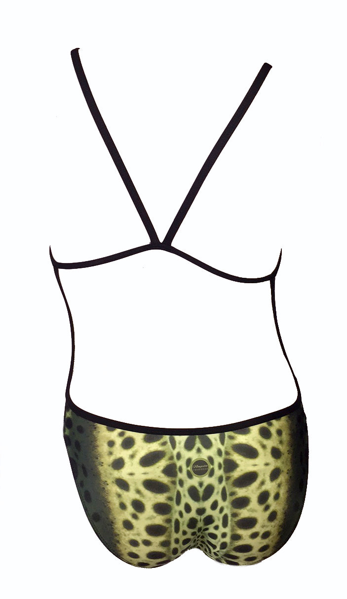 Australian Made - leopard Shark Print - Ladies One piece - 8mm straps - Chlorine Resistant