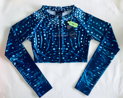 WhaleShark Print - Cropped - Zip Front - Rash Vest - Repreve® Fabric