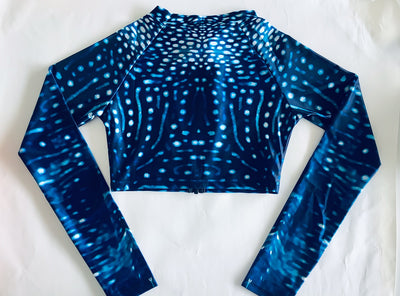 WhaleShark Print - Cropped - Zip Front - Rash Vest - Repreve® Fabric