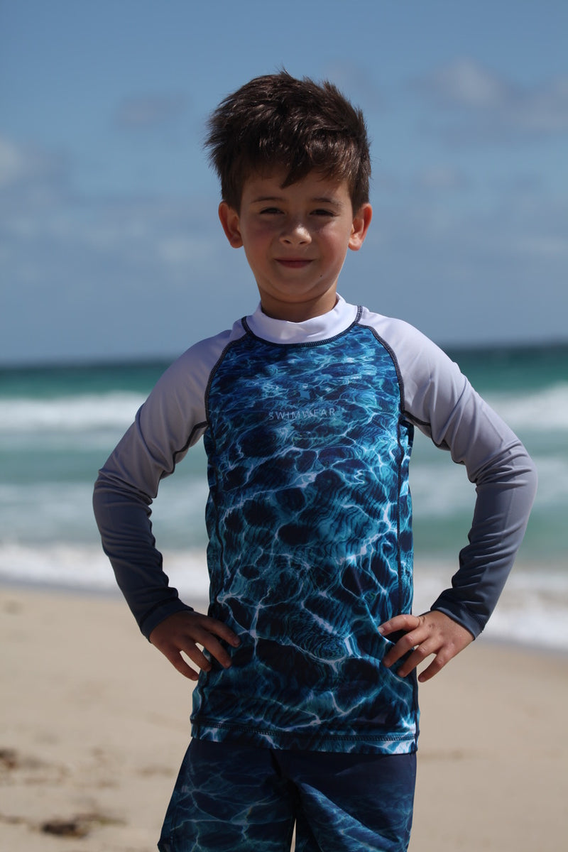 Youths - Unisex - Turquoise Bay - Long sleeve - Rash Vest - Repreve® Fabric