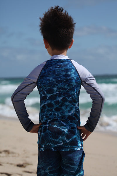 Youths - Unisex - Turquoise Bay - Long sleeve - Rash Vest - Repreve® Fabric