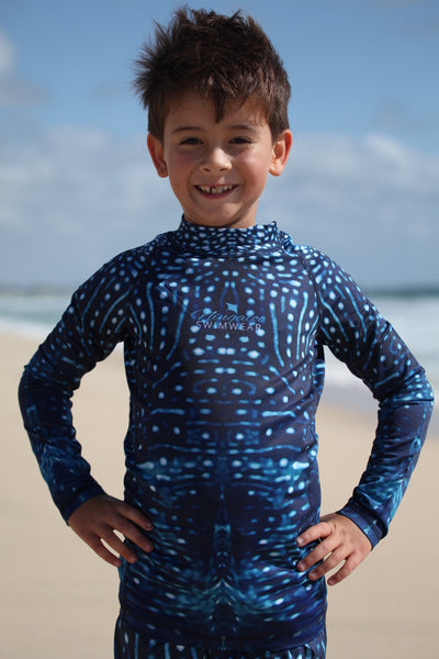 Youths - Unisex - Whale Shark Full Print - Long sleeve - Rash Vest - Repreve® Fabric