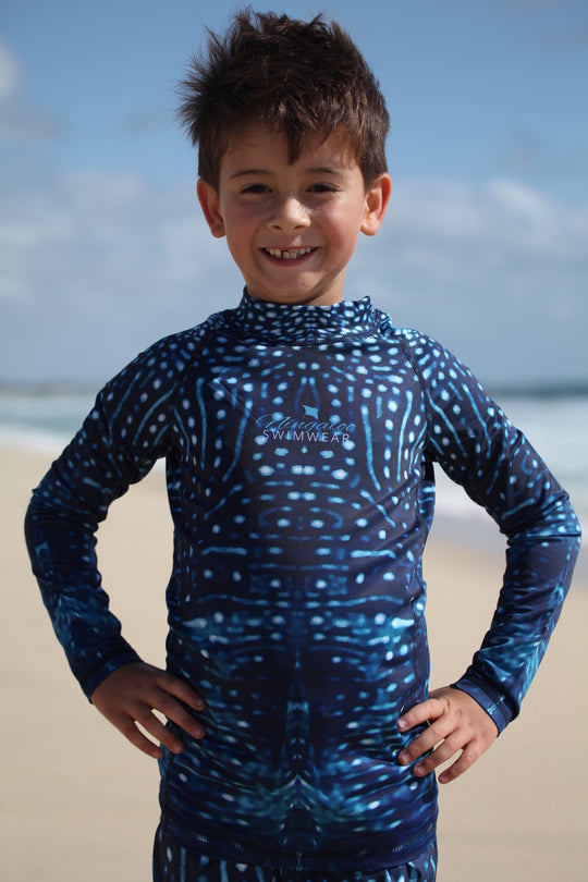 Youths - Unisex - Whale Shark Full Print - Long sleeve - Rash Vest - Repreve® Fabric