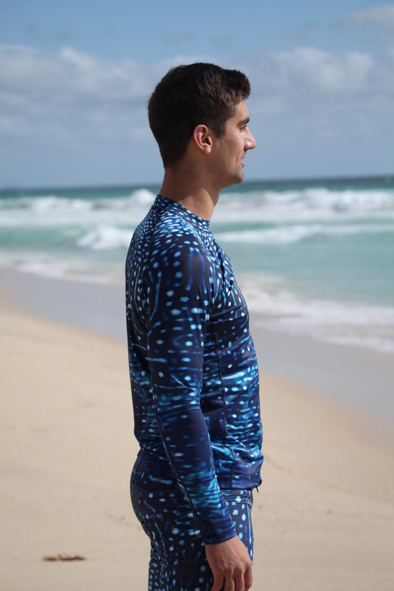 Mens - ladies - Unisex - Whale Shark Full Print - long sleeve - Rash Vest - Repreve® Fabric