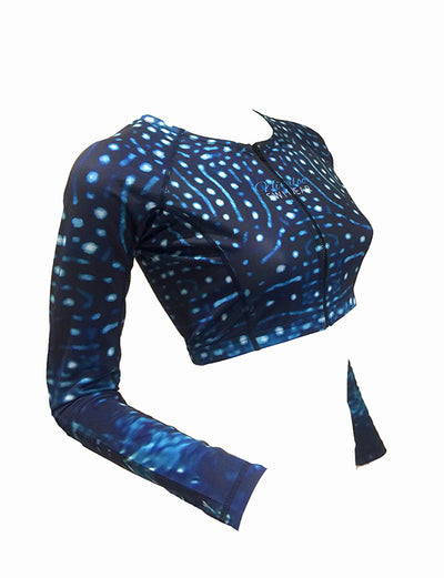 Ladies - WhaleShark - Crop- zip front - rashvest - lower neckline