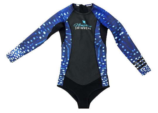 Whale Shark Print - 2mm - Long Sleeve - Back Zip - Springsuit