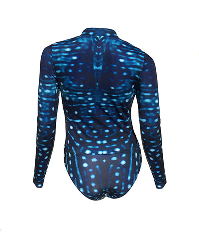 WhaleShark Print - Front Zip YKK - Long Sleeve Suit - Repreve® Fabric